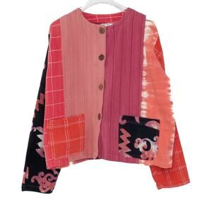 Wild Thing 1990s Vintage Pink Patchwork Multi-Print Jacket Small Medium
